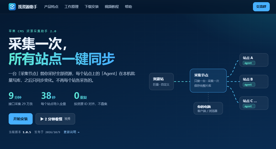 找资源助手｜苹果CMS采集同步工具